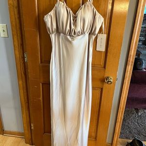Revelry Brooke Satin Dress. Brand new, Champagne color. Wedding/bridesmaid dress